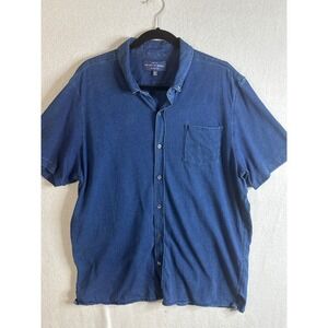 Society of Threads Indigo Bluz Slim Fit Short Sleeve Button Down Shirt Mens XL